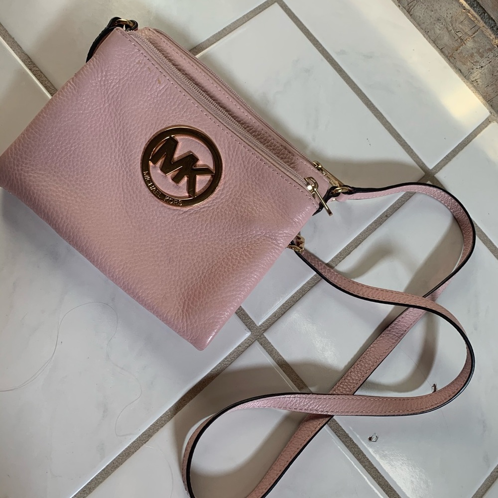 Michael Kors Light Pink Fulton Leather Crossbody